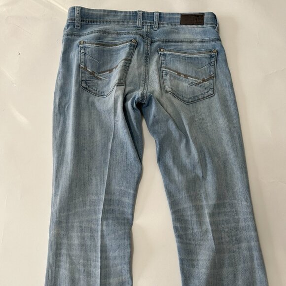 BKE Payton Jeans Womens size 31R Light Wash Boot Cut Stretch distressed ABK1233 - Picture 15 of 16